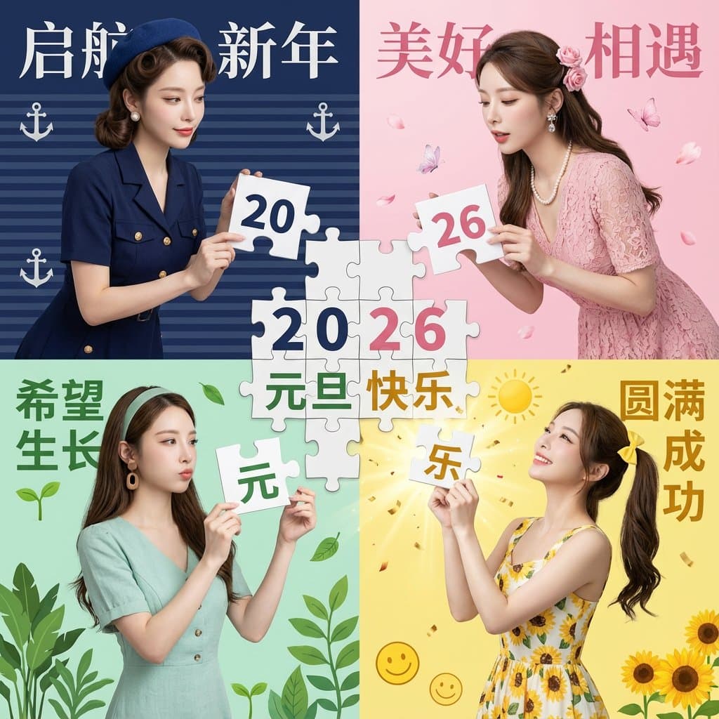 Four-Panel Puzzle for 2026 Blessing